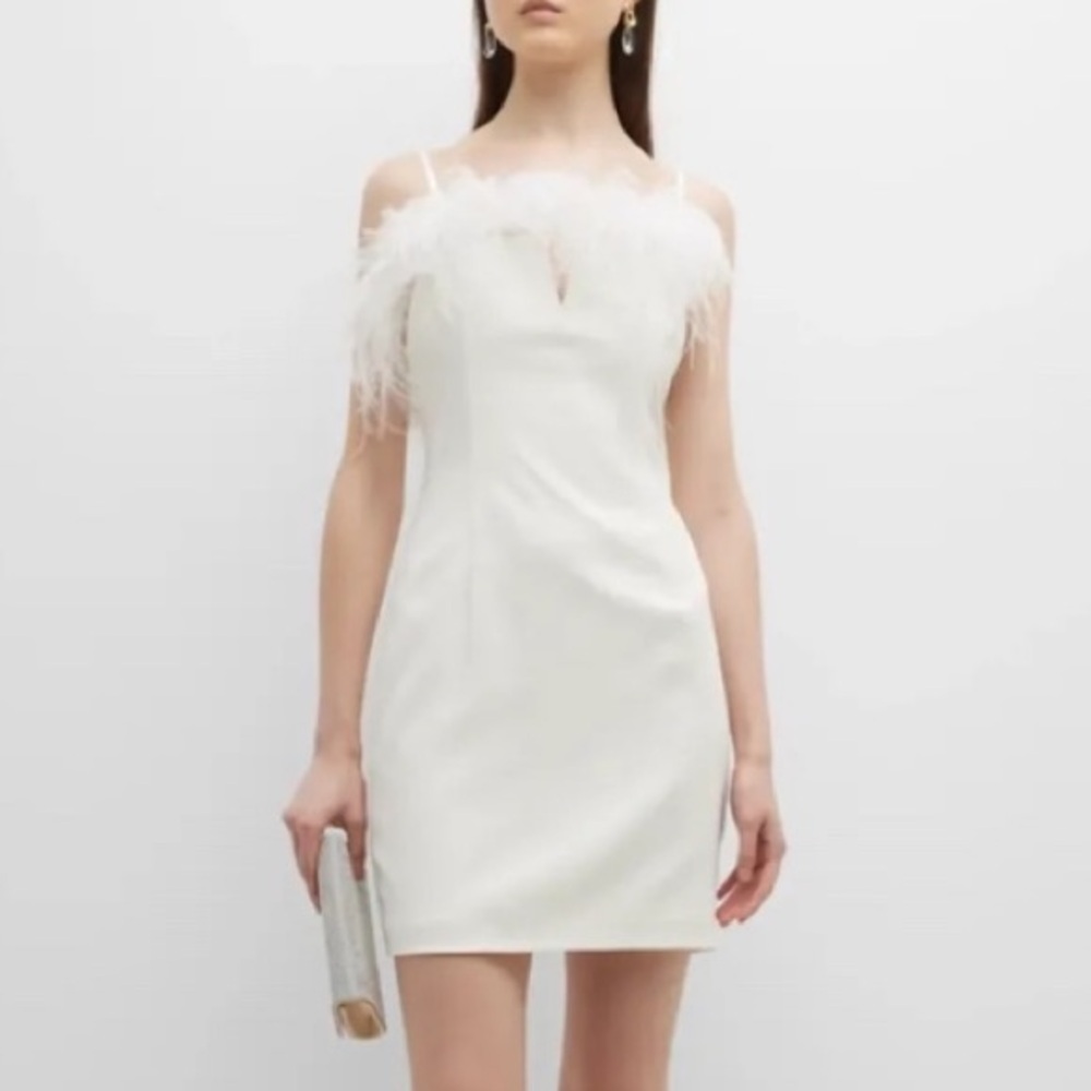 New! Aidan Mattox Strapless White Dress with Feather Detail 2067